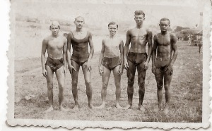 Group of young swimmers circa 1933, Krakow Poland.