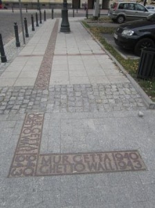 Modern day outline of the Warsaw Ghetto Wall