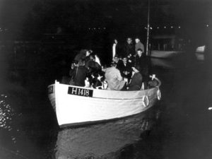 TO GO WITH AFP STORY BY Sören BILLING (FILES) This 1943 photo shows a boat carrying people during the escape across the Oresound of some of 7,000 Danish Jews who fled to safety in neighbouring Sweden as Denmark three years after the German Nazi invasion. As Denmark commemorates the heroic rescue of the vast majority of its Jewish population during World War II, the country faces difficult questions over its relationship with Nazi Germany. AFP PHOTO / SCANPIX DENMARK +++ DENMARK OUT