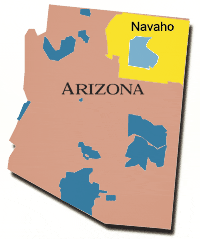 Arizona map showing the Navajo Nation