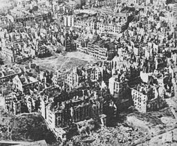 Aerial View of a destroyed Warsaw, January 1945