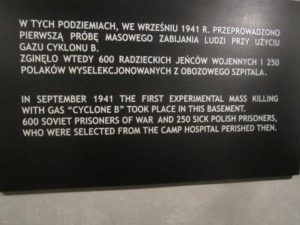 Plaque in Block 11 of Auschwitz