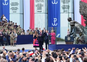 Presidents Donald Trump and Andrzej Duda at the Warsaw Uprising Monument, 2017